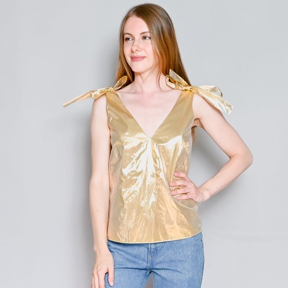 Amanda Uprichard Tops - AMANDA UPRICHARD Josephina Gold Metallic Top
